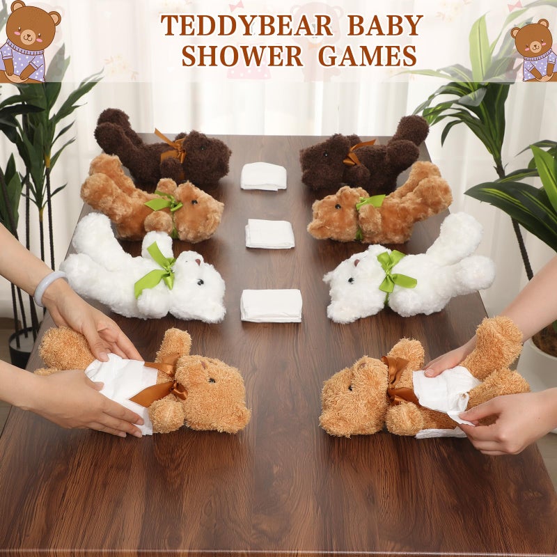 Chicingyou 8 Set Bear Blindfolded Diaper Changing Baby Shower Games with Blindfold Changing 12 Inch Bear Dolls Diapers Gift Bags for Baby Shower Gender Reveal Raffle Party Game - Image 4