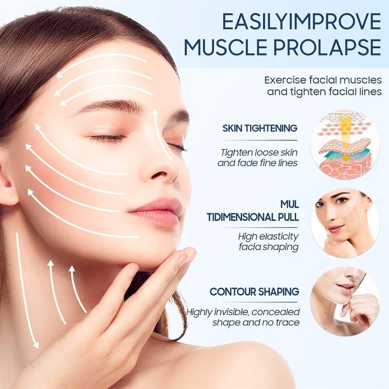 Excefore 60PCS Face Lift Tape, High Elasticity Wrinkle Patches, Invisible Face Tapes for Lifting Eyes Double Chin Jowls, Lifting Saggy Skin, Waterproof, Face Stickers Neck Eye Double Chin Lift V Shape - Image 2