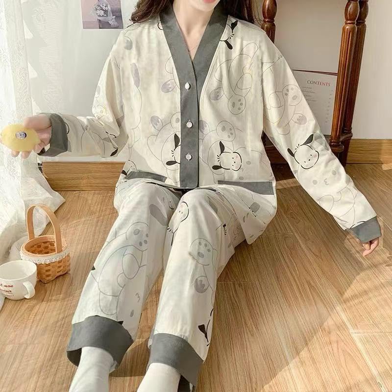 Celary Korean Style Women’s Night Suit|| Cute Printed Pajama Set with Long Sleeve Top & Pants|| Cotton Loungewear||Winter Night Dress|| Full Sleeves with Front Buttons - Image 4