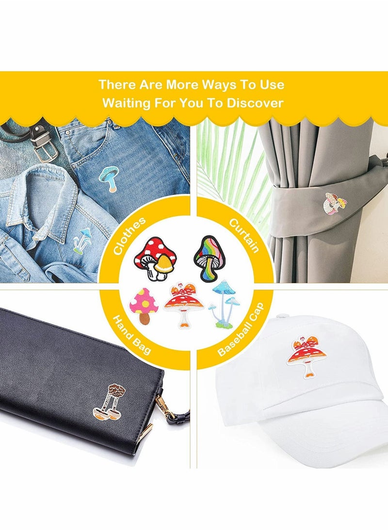 Mushroom Embroidery Patches, 40 Pcs Clothing Mini Stickers Nature Patches Suitable for Clothes Dress Hat Pants Shoes Curtain DIY Applique Patch Sewing Craft Decoration  - Image 4