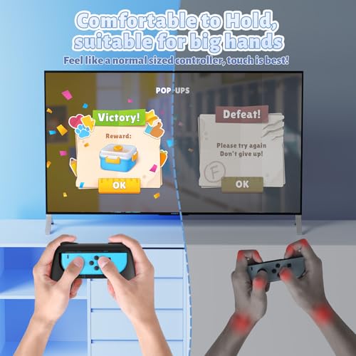 FASTSNAIL Grips Compatible with Nintendo Switch for Joy Con & OLED Model for Joycon, Wear-Resistant Handle Kit and Non-Slip Thumb Grips for Switch Joycon 1 Controller 2 Pack (Black) - Image 3