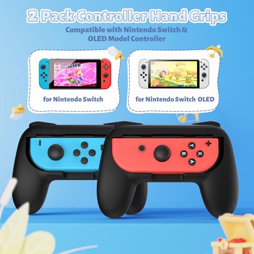 FASTSNAIL Grips Compatible with Nintendo Switch for Joy Con & OLED Model for Joycon, Wear-Resistant Handle Kit and Non-Slip Thumb Grips for Switch Joycon 1 Controller 2 Pack (Black) - Image 5