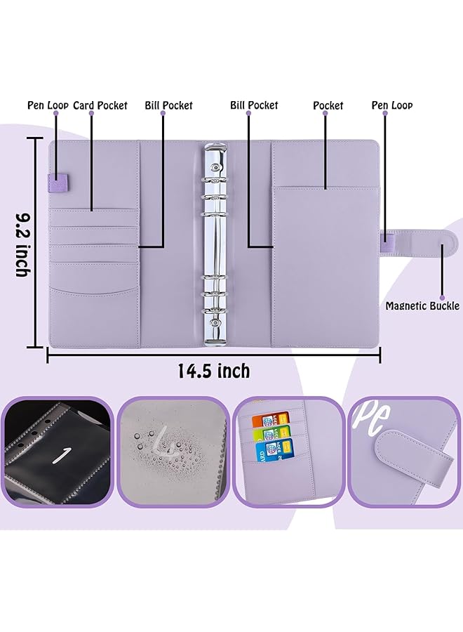 erorex Envelopes Money Saving Challenge Binder A5 Budget Binder Savings Challenges Book With Envelopes Budget Planner For Budgeting Planner Saving Money Fun And Easy Way Savings Binder Purple  - Image 2