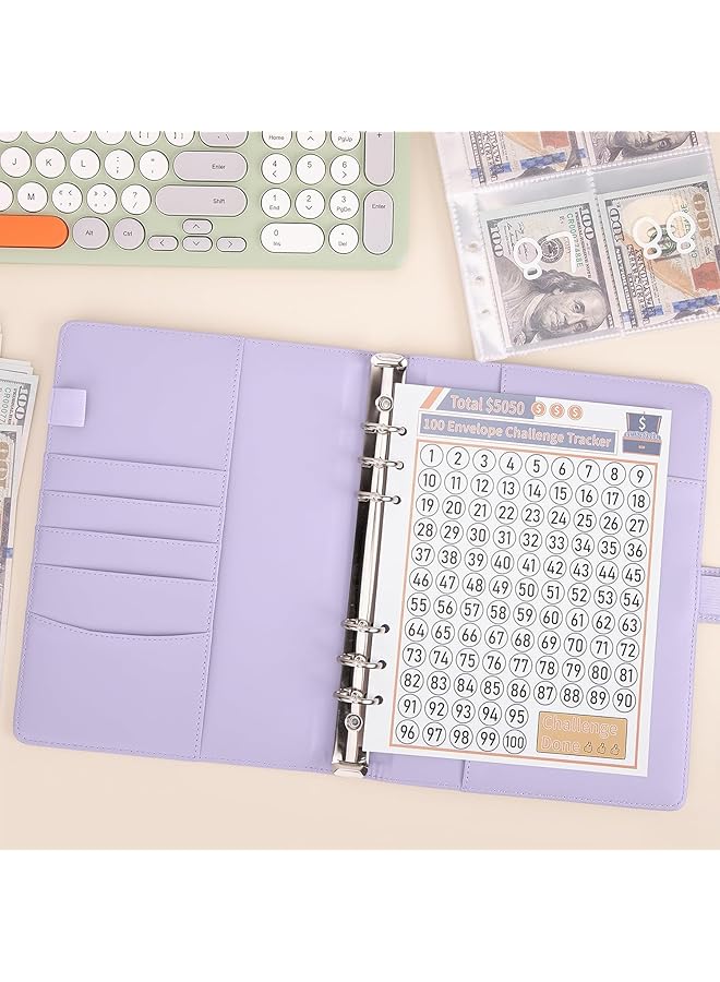 erorex Envelopes Money Saving Challenge Binder A5 Budget Binder Savings Challenges Book With Envelopes Budget Planner For Budgeting Planner Saving Money Fun And Easy Way Savings Binder Purple  - Image 5