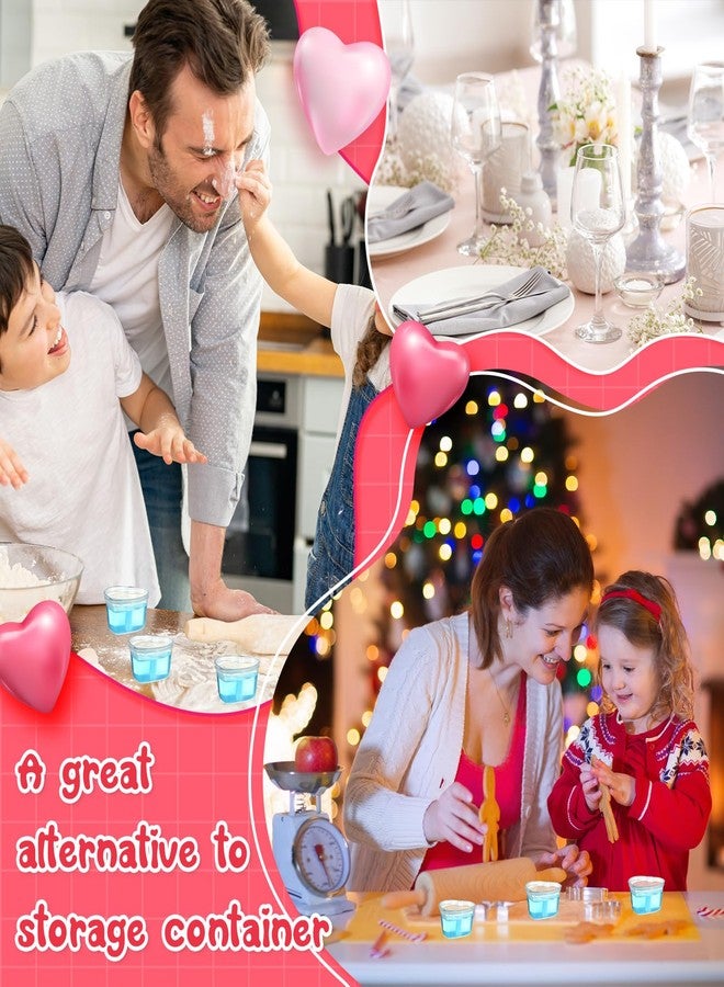 Layhit مجموعة لايهيت من 100 قطعة من علب تخزين الطعام على شكل قلب لعيد الحب، علب بلاستيكية صغيرة على شكل قلب سعة 1.7 أونصة، علب تخزين طعام شفافة مع أغطية، أكواب تقديم لصنع الحرف اليدوية، كرات رغوية سائلة، طين ناعم. - Image 3