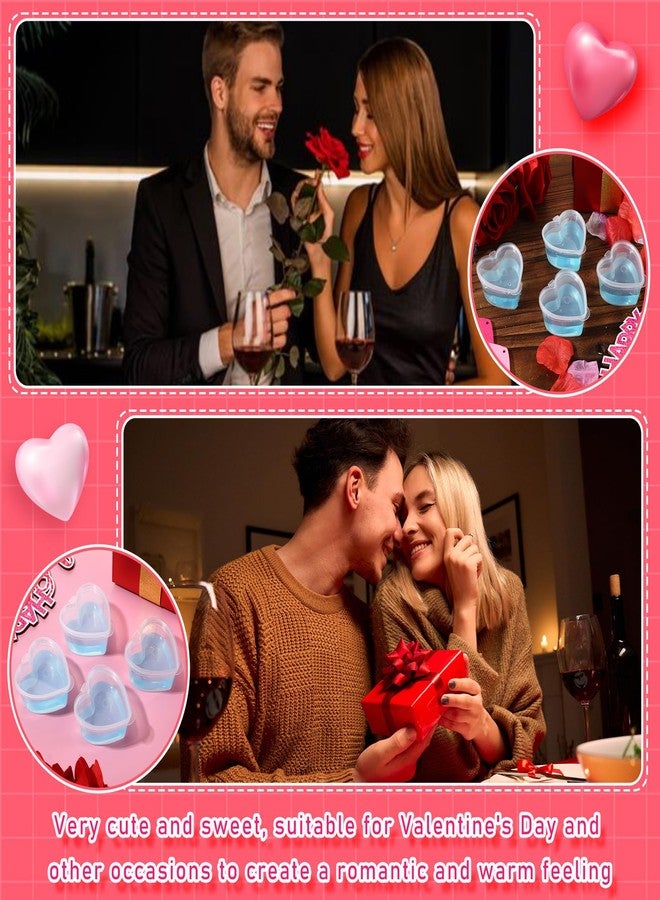 Layhit مجموعة لايهيت من 100 قطعة من علب تخزين الطعام على شكل قلب لعيد الحب، علب بلاستيكية صغيرة على شكل قلب سعة 1.7 أونصة، علب تخزين طعام شفافة مع أغطية، أكواب تقديم لصنع الحرف اليدوية، كرات رغوية سائلة، طين ناعم. - Image 4