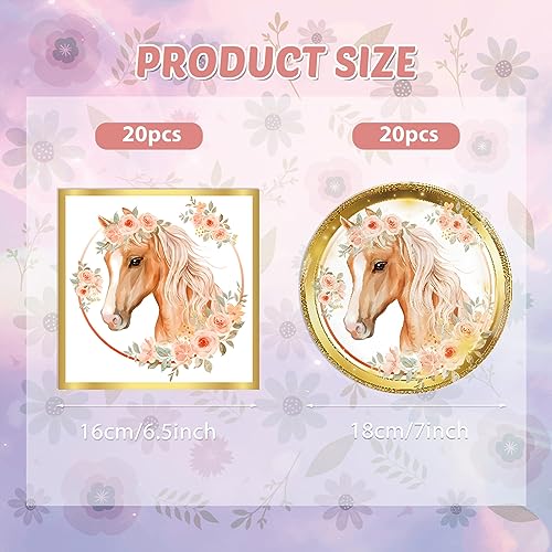 KHAIVI 40PCS Horse Birthday Party supplies HorseParty Favors Include Party Plates and Napkins Cowgirl Wild Horse Party Birthday Tableware Decorations for Girls Baby Shower Serve 20 - Image 5
