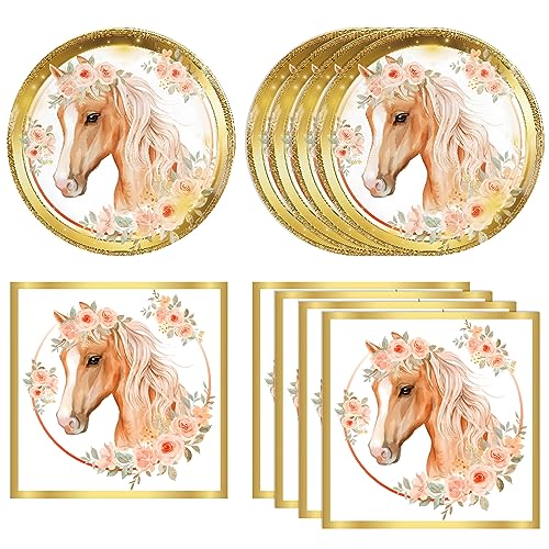 KHAIVI 40PCS Horse Birthday Party supplies HorseParty Favors Include Party Plates and Napkins Cowgirl Wild Horse Party Birthday Tableware Decorations for Girls Baby Shower Serve 20 - Image 1