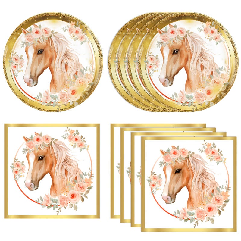 KHAIVI 40PCS Horse Birthday Party supplies HorseParty Favors Include Party Plates and Napkins Cowgirl Wild Horse Party Birthday Tableware Decorations for Girls Baby Shower Serve 20 - Image 3