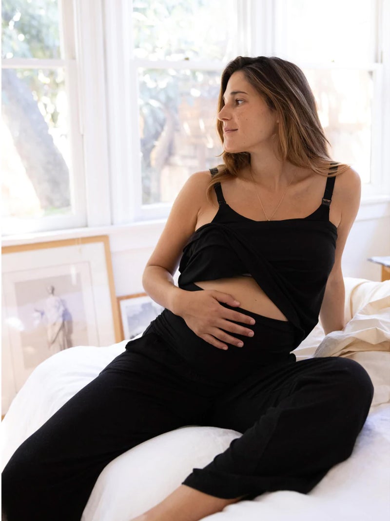 Ecavus 3-Pack Women's Maternity Pants Over Belly Soft Lounge Palazzo Pants Stretch Wide Leg Pregnancy Trousers with Pockets - Image 2