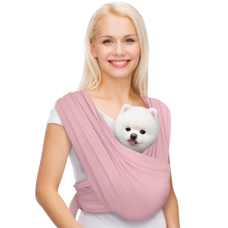 AnccoPlus Dog Carriers for Small Dogs, Front Facing Dog Sling Carrier, Hands Free Cat Carrier, Size Adjustable, Reducing Back Pain, Premium Cotton, Safe and Soft Dog Carrier (Regular, Light Pink) - Image 1