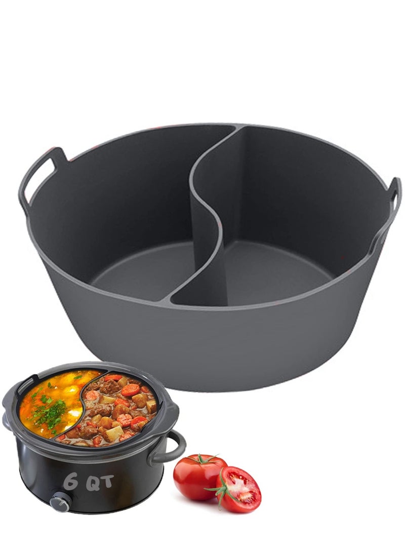 Generic - Slow Cooker Liners Fit Most 6QT Crockpot, Large Size Crock Pot Liners Reusable/BPA Free/Leakproof/Dishwasher Silicone Crockpot Liners 6-8QT Divider Slow Cooker Divider, Grey - Image 1