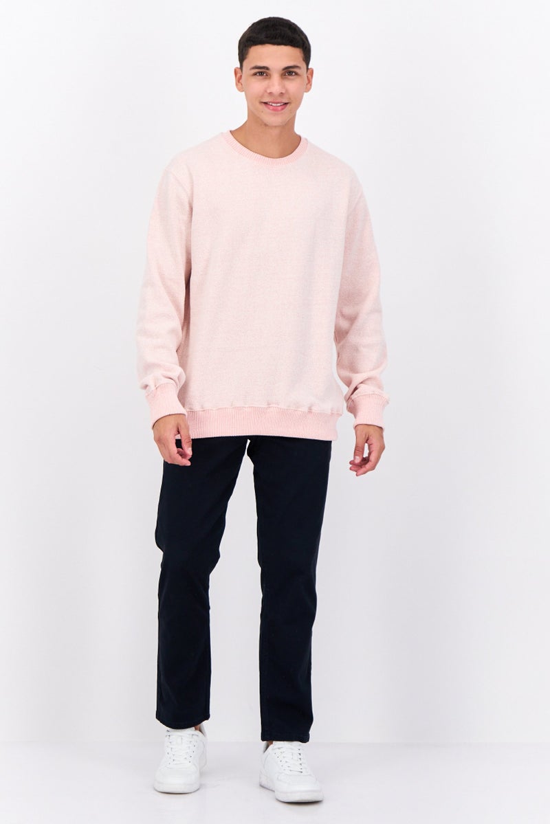 Fleece Factory سويت شيرت رجالي بأكمام طويلة وبتصميم محبوك، وردي - Image 4