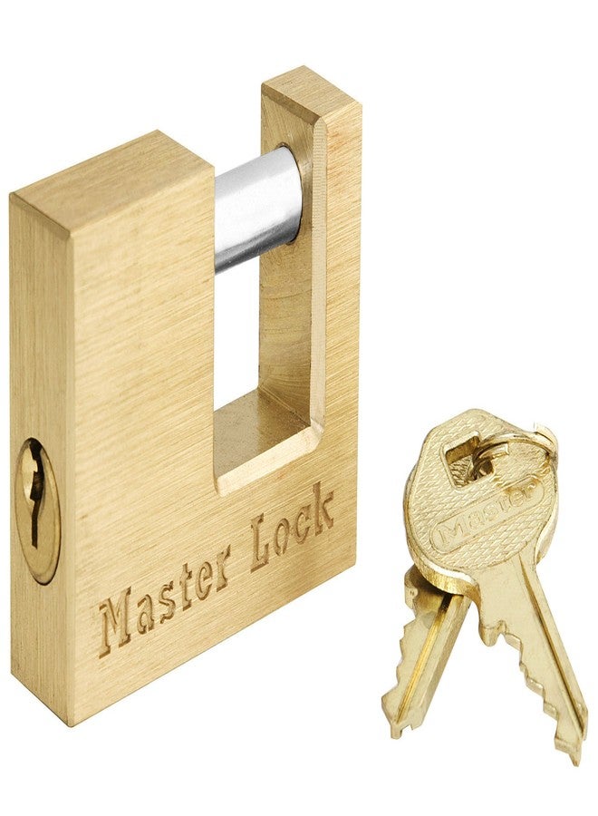 Master Lock 470-605DAT Shackle 15/16" Length x 7/16" Inner Width, 2" Body Width, Solid Brass Coupler Lock - Image 1