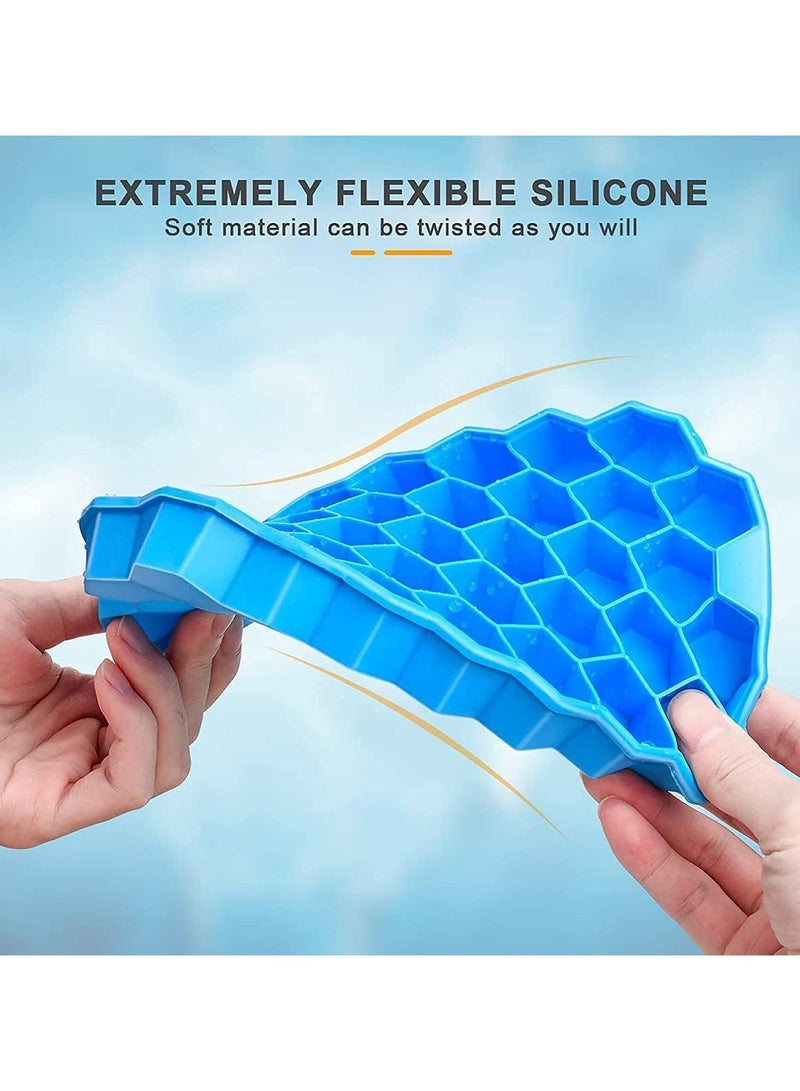 صينية مكعبات الثلج المصنوعة من السيليكون مع غطاء - قالب مرن لصنع الثلج على شكل قرص العسل - سهل الفك، آمن على الطعام، مثالي للمشروبات والعصائر والقهوة والكوكتيلات (عبوة واحدة) - متعدد الالوان - Image 3