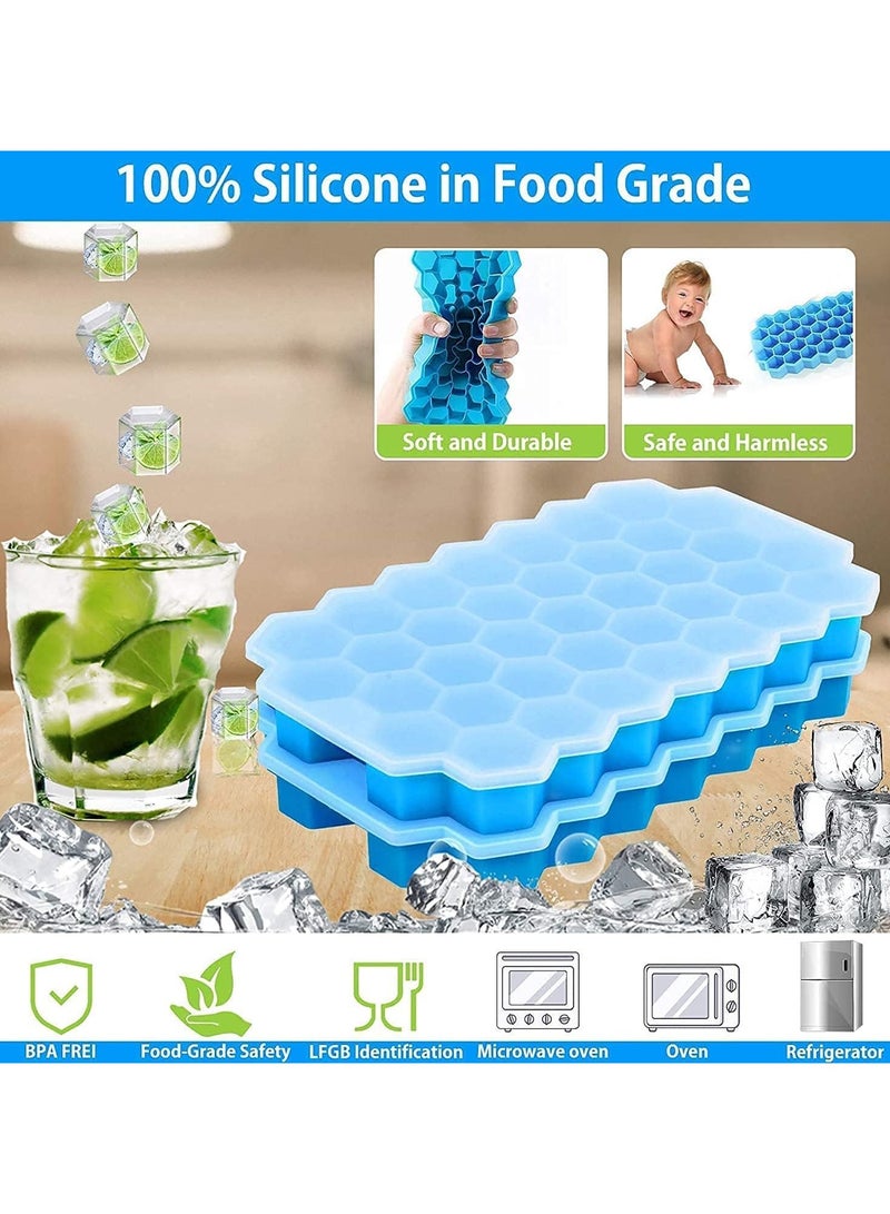 صينية مكعبات الثلج المصنوعة من السيليكون مع غطاء - قالب مرن لصنع الثلج على شكل قرص العسل - سهل الفك، آمن على الطعام، مثالي للمشروبات والعصائر والقهوة والكوكتيلات (عبوة واحدة) - متعدد الالوان - Image 4