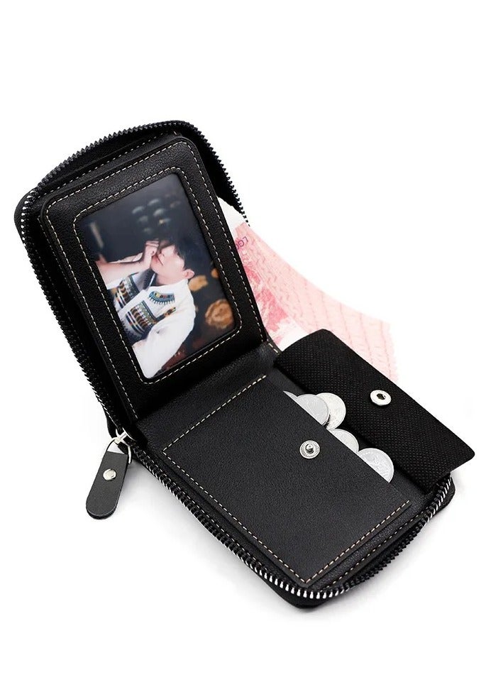 MenBense Mens Zipper Wallet Leather Card Wallet for Men with External Zipper and Interior Pockets and Snap Pocket for Coin Purse Men  - Image 5
