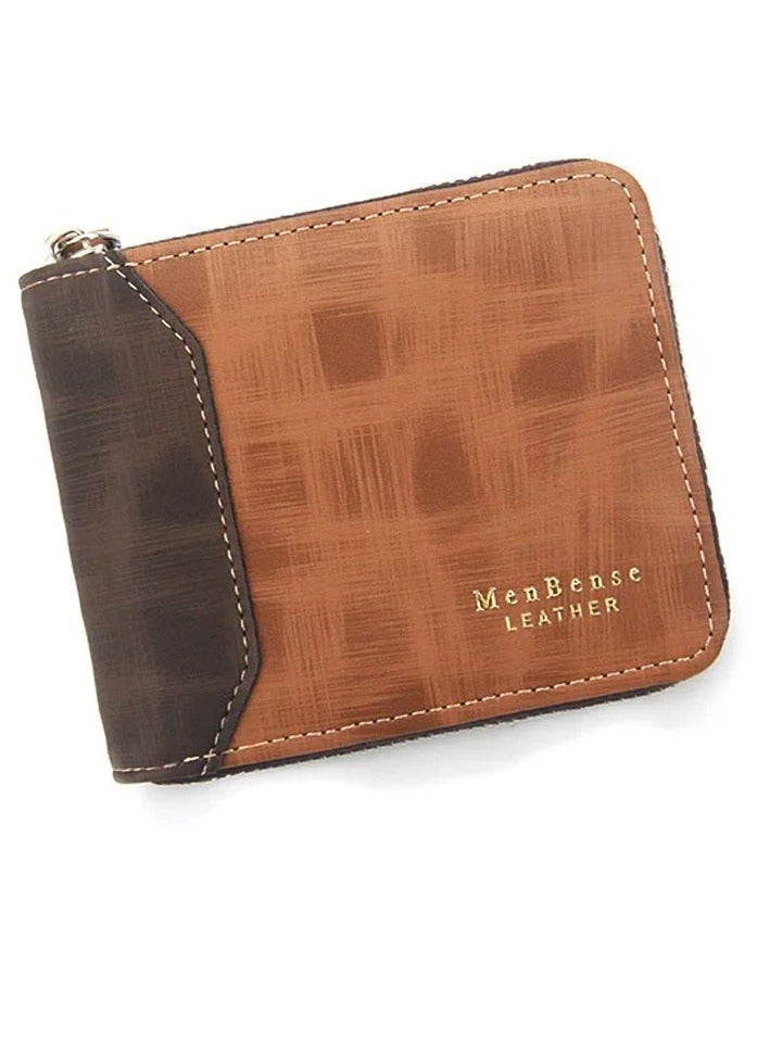 MenBense Mens Zipper Wallet Leather Card Wallet for Men with External Zipper and Interior Pockets and Snap Pocket for Coin Purse Men  - Image 1
