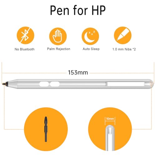 AZX Stylus Pen for HP Omnibook, Pen for HP Envy x360 Pavilion x360 Specter x360 Touchscreen Laptops with 2500h Battery Life Palm Rejection & 1024 Pressure Sensitivity - Image 5