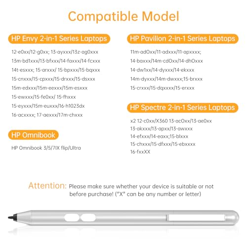 AZX Stylus Pen for HP Omnibook, Pen for HP Envy x360 Pavilion x360 Specter x360 Touchscreen Laptops with 2500h Battery Life Palm Rejection & 1024 Pressure Sensitivity - Image 2