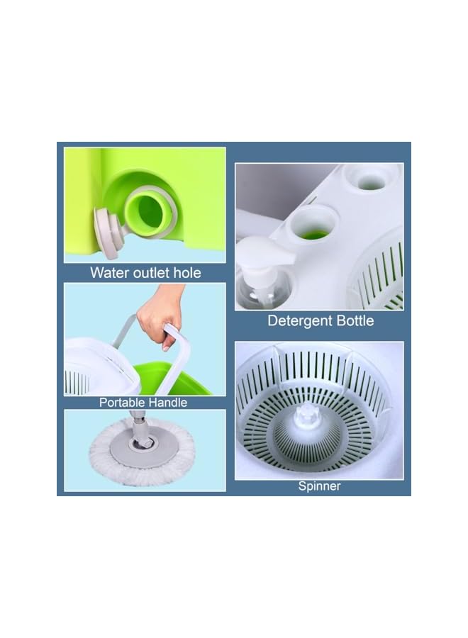 PROMASS Premium Extendable Spinning Mop & Bucket Set with 360° Spinning Wringer, Easy Wring Design, Stainless Steel Adjustable Handle, and 2 Microfiber Pads for Effortless Home, Kitchen, and Floor Cleaning - Image 4