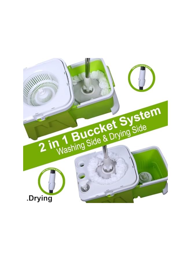 PROMASS Premium Extendable Spinning Mop & Bucket Set with 360° Spinning Wringer, Easy Wring Design, Stainless Steel Adjustable Handle, and 2 Microfiber Pads for Effortless Home, Kitchen, and Floor Cleaning - Image 3