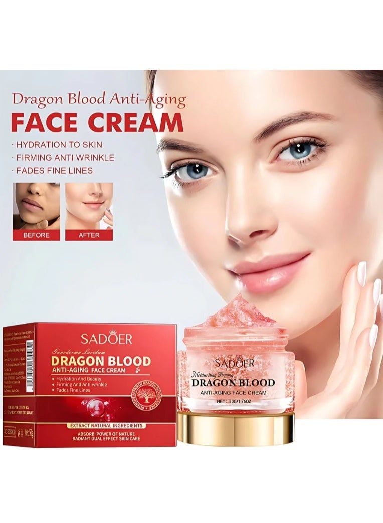 SADOER Dragon Blood Anti Ageing Cream Wrinkle Repair Firming Moisturizing Face Cream for Youthful Skin, 50g - Image 1