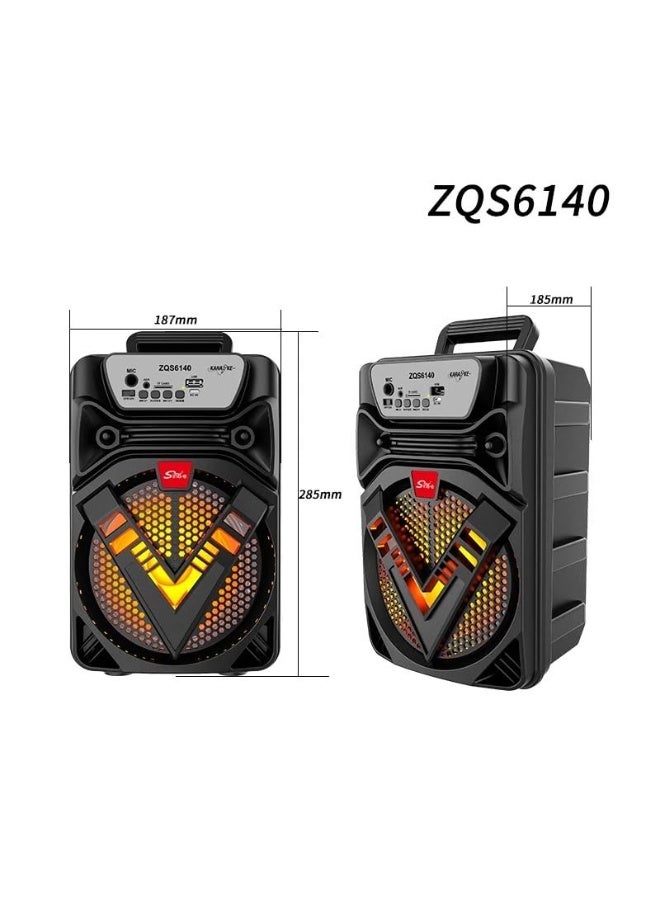 SING-E مكبر صوت بلوتوث محمول، مكبر صوت كاريوكي لاسلكي مقاس 6.5 بوصة مع ميكروفون، مصابيح LED RGB، مدخل USB/TF/AUX/FM، بطارية قابلة لإعادة الشحن، صوت جهير عميق، نظام موسيقى للحفلات الخارجية والمنزل، ZQS6140 - Image 2