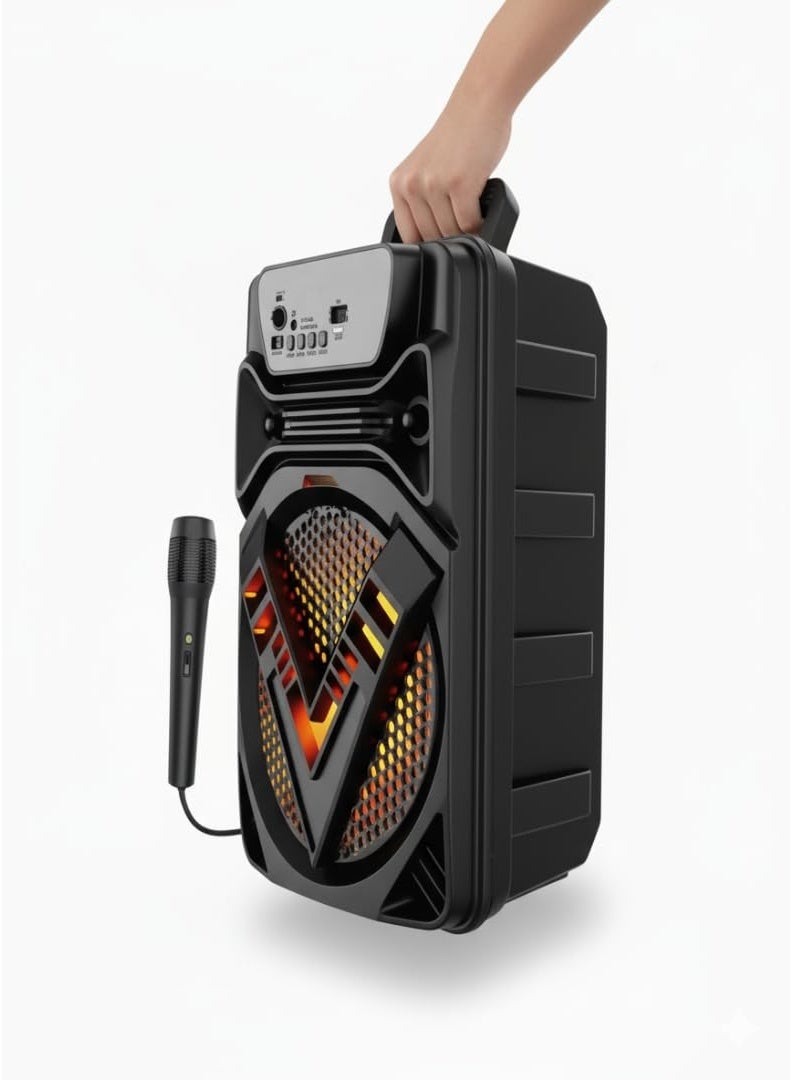 SING-E مكبر صوت بلوتوث محمول، مكبر صوت كاريوكي لاسلكي مقاس 6.5 بوصة مع ميكروفون، مصابيح LED RGB، مدخل USB/TF/AUX/FM، بطارية قابلة لإعادة الشحن، صوت جهير عميق، نظام موسيقى للحفلات الخارجية والمنزل، ZQS6140 - Image 5