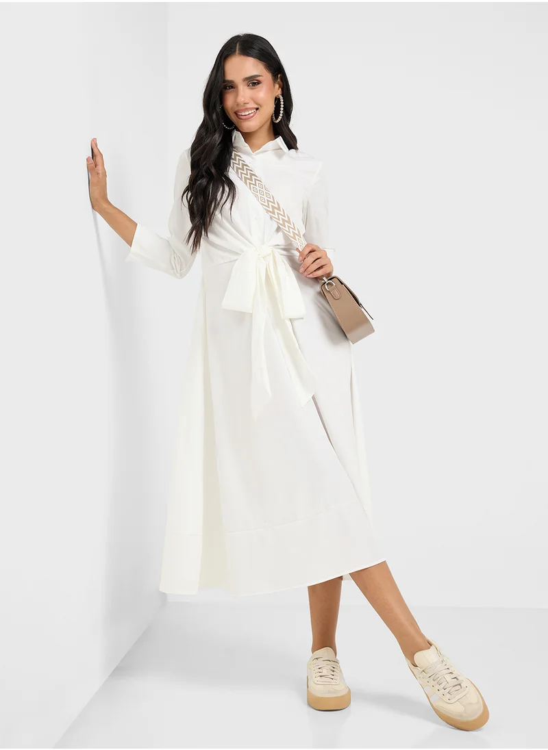 Ginger Collared A Line Wrap Dress