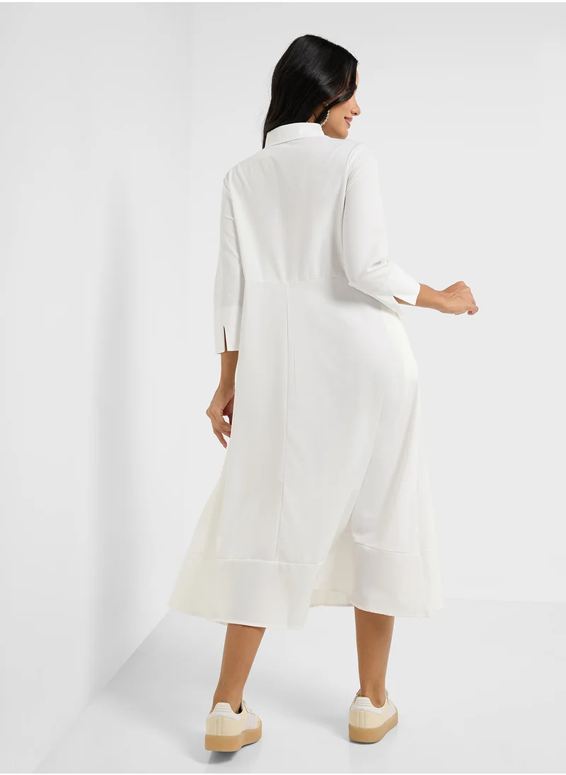 Ginger Collared A Line Wrap Dress