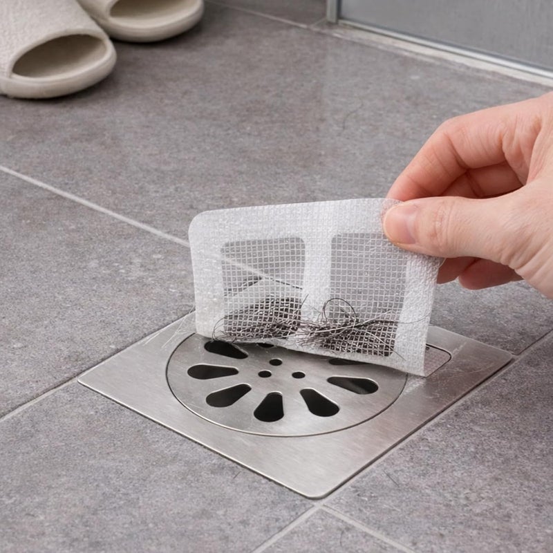 30 Pcs Anti-Clogging Shower Drain Hair Strainer Stickers, 3.9 In, Bathroom Drain Trap Cover, Fine Mesh, Easy Install Gray - Image 5