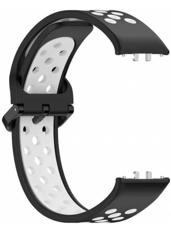 Silicone Strap For Samsung Galaxy Fit 3 (SM-R390) Watch Bracelet Replacement Sport Watchband For Samsung Galaxy Fit3Band For Women/Men, Adjustable Waterproof Strap (Black White) - Image 2