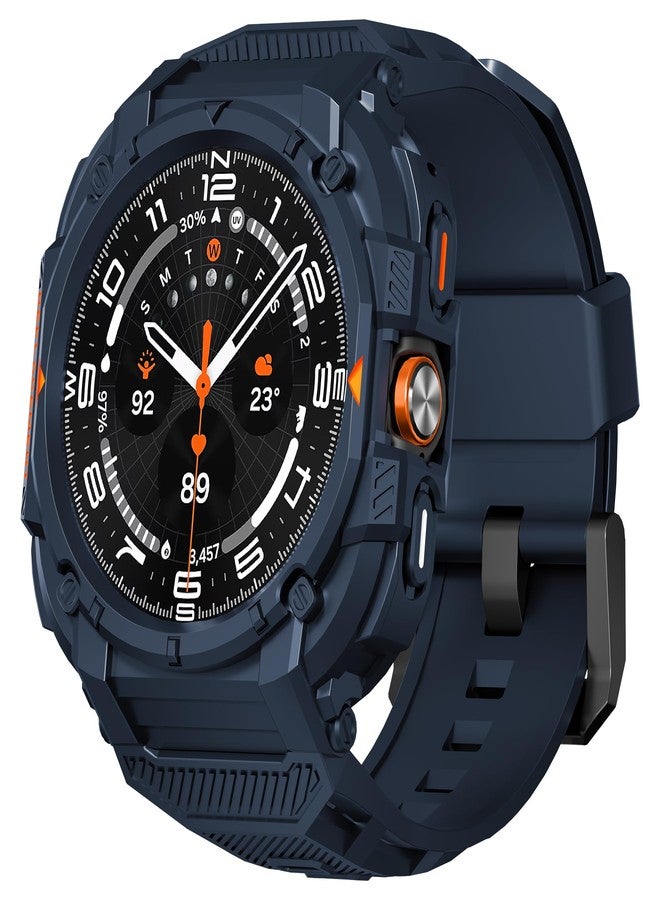 Suoman for Samsung Galaxy Watch 7/8 Ultra 47mm (2024/2025) Case with Band, [No Tempered Glass] Rugged+ All-Round TPE Matte Protective Cover Bumper -Blue - Image 1