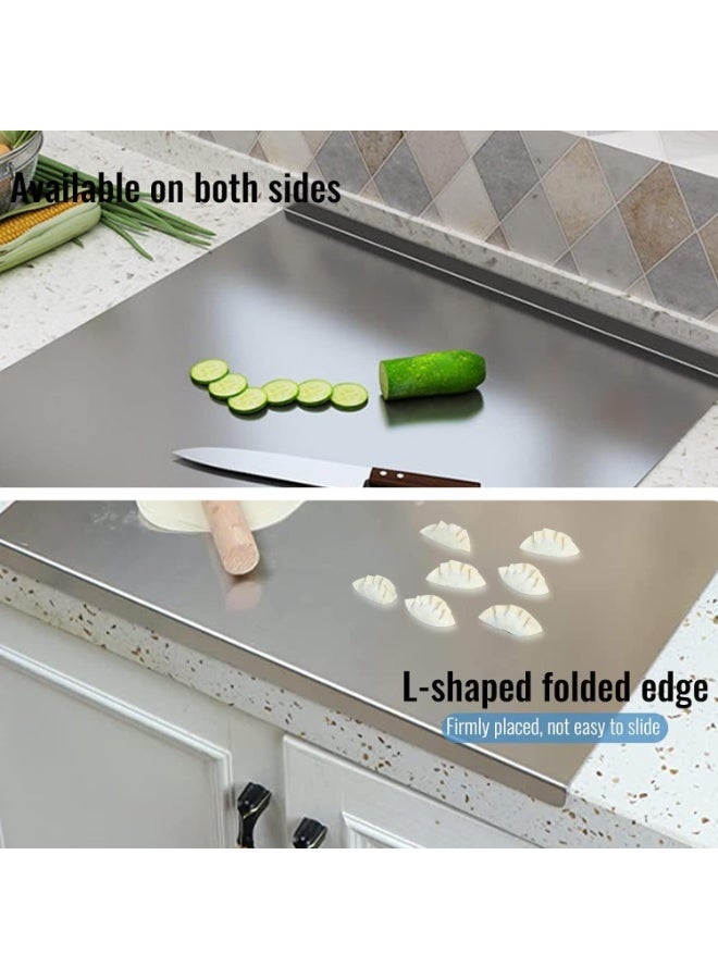 304 Stainless Steel Cutting Board for Kitchen,L Shape Pastry Board,Kneading Board Cutting Mats (30cm x 40cm) - Image 5