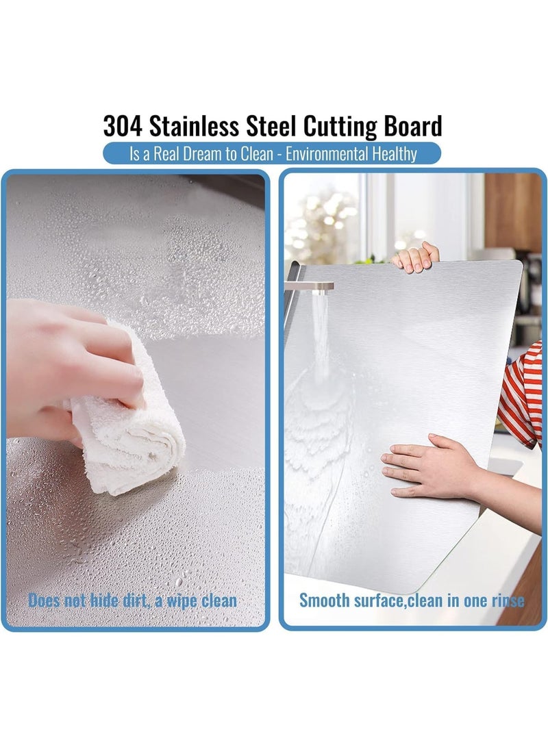 304 Stainless Steel Cutting Board for Kitchen,L Shape Pastry Board,Kneading Board Cutting Mats (30cm x 40cm) - Image 3