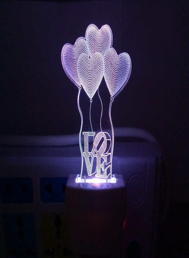 UKANI® 3D Illusion Night Lamp Love Balloon Acrylic Night Lamp with 7 Color Changing (Size 3 Inch) (Multi Color) for Birthday Gift - Image 2