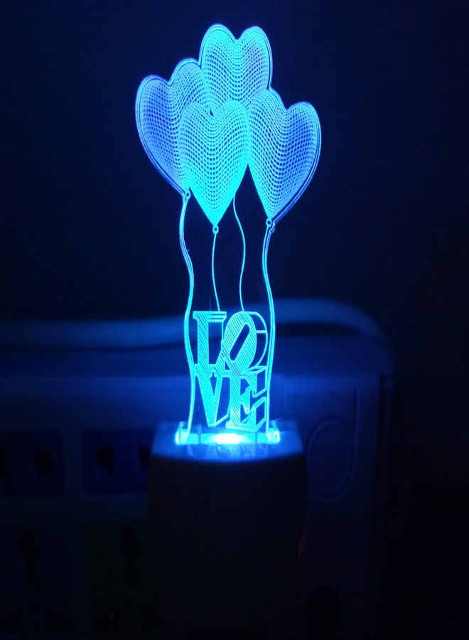 UKANI® 3D Illusion Night Lamp Love Balloon Acrylic Night Lamp with 7 Color Changing (Size 3 Inch) (Multi Color) for Birthday Gift - Image 1