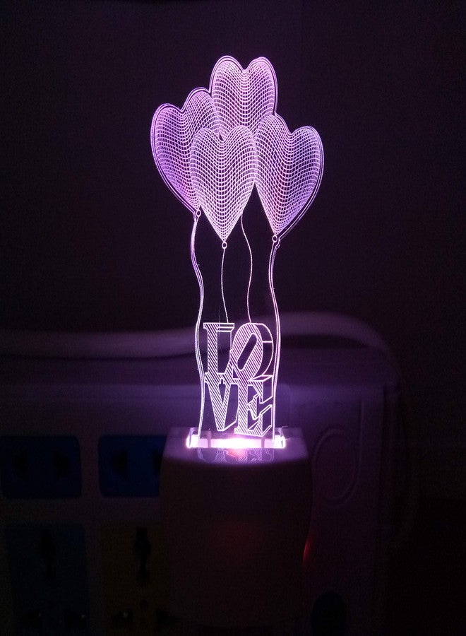 UKANI® 3D Illusion Night Lamp Love Balloon Acrylic Night Lamp with 7 Color Changing (Size 3 Inch) (Multi Color) for Birthday Gift - Image 3