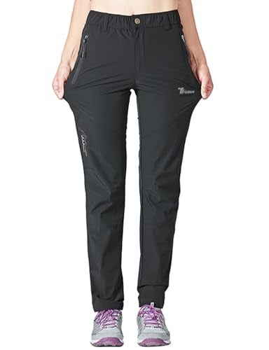 Gopune Women's Hiking Pants Lightweight Quick Dry Water Resistant Elastic Waist Workout Travel Athletic Joggers (Black,XS) - Image 3