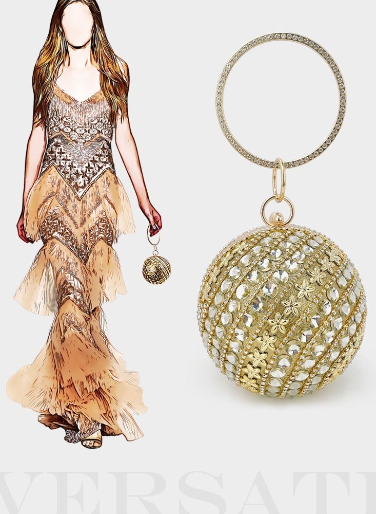 LisaAn Stone Embellished Clutch Gold 15*15*15 Cm - Image 3