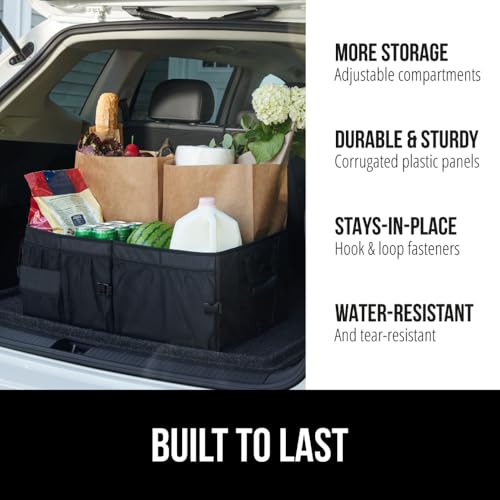 Gorilla Grip Large Capacity 2 Pack Trunk Storage Organizers, Slip and Water Resistant Collapsible Organization Container for Car Sedan or SUV, Multi Compartment Container Box Vehicle Accessory, Black - Image 2