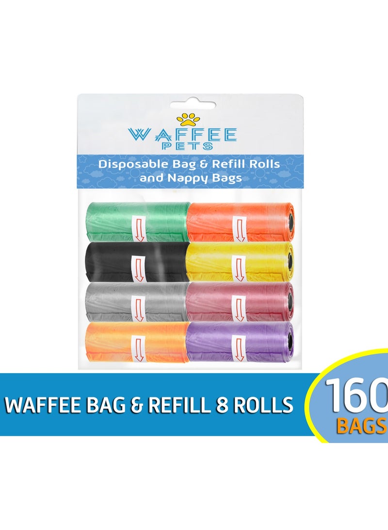 Waffee Bag and Refill 8 Rolls-160 Bags, Baby Nappy bag  - Image 1