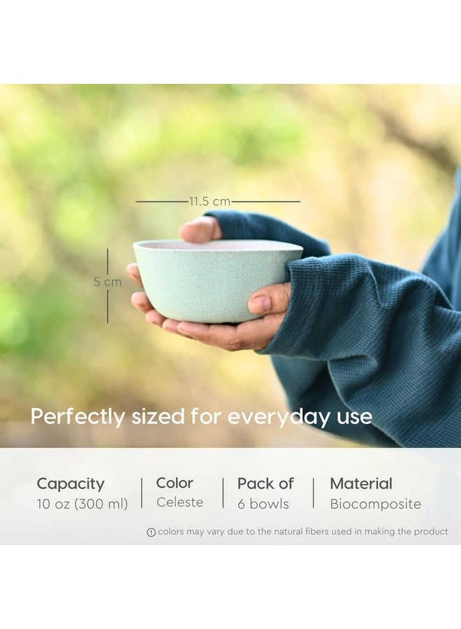 Eha Earth-Friendly Small Soup Bowls Set of 6 | Ice Cream Bowl | Dessert Bowls | 300 ml | Made with Bamboo Fibers & Rice Husk | Microwave Safe Bowl | Serving Bowl Set | Celeste - Image 2