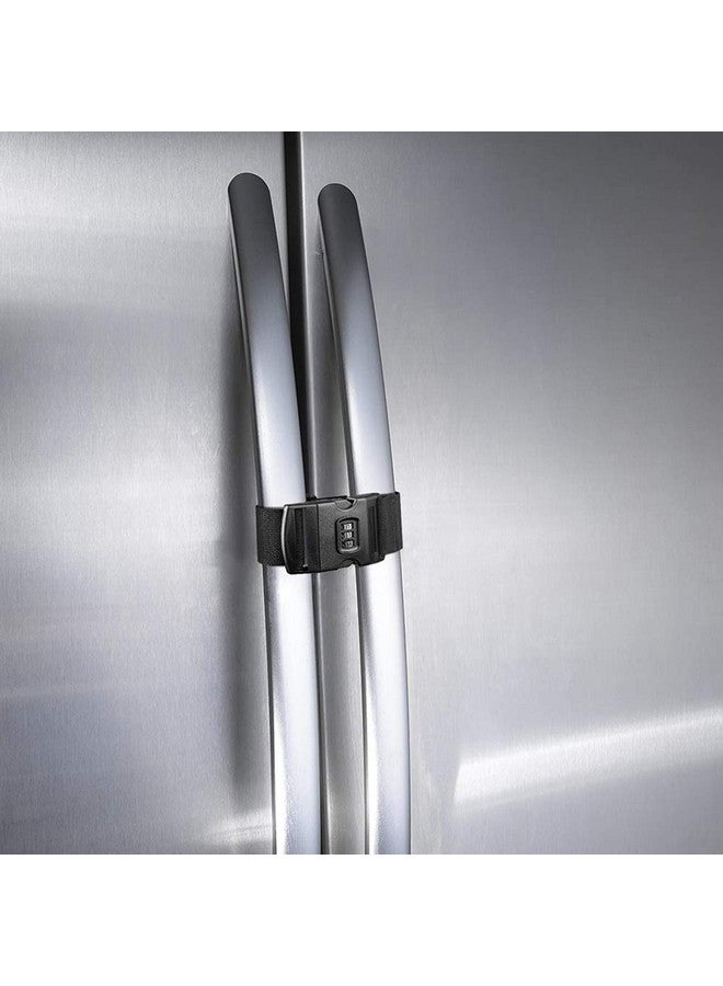 FresherAcc Fridge Freezer Refrigerator Cabinet Lock Latch (2 Packs) Adjustable French Door Guard For Toddlers Children Kids Special Needs No Drill No Screw No Adhesive (2 Packs Black) - Image 2