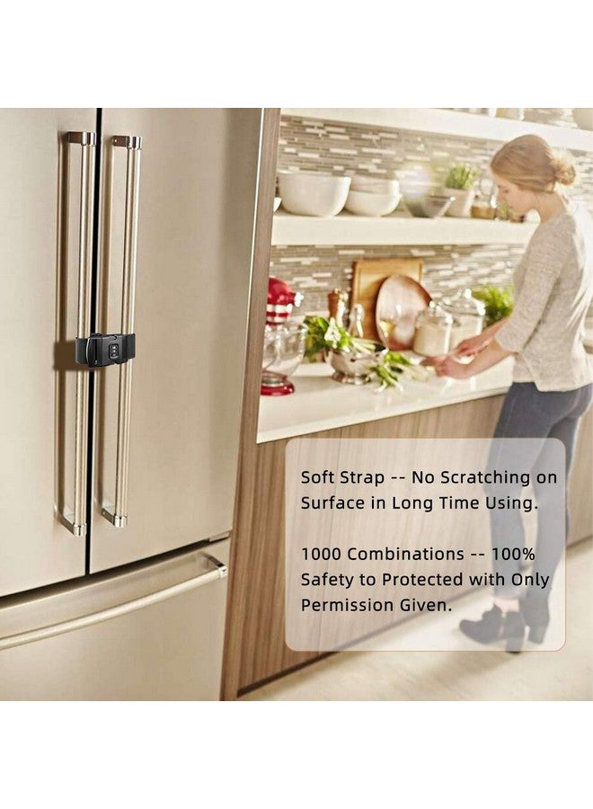 FresherAcc Fridge Freezer Refrigerator Cabinet Lock Latch (2 Packs) Adjustable French Door Guard For Toddlers Children Kids Special Needs No Drill No Screw No Adhesive (2 Packs Black) - Image 4