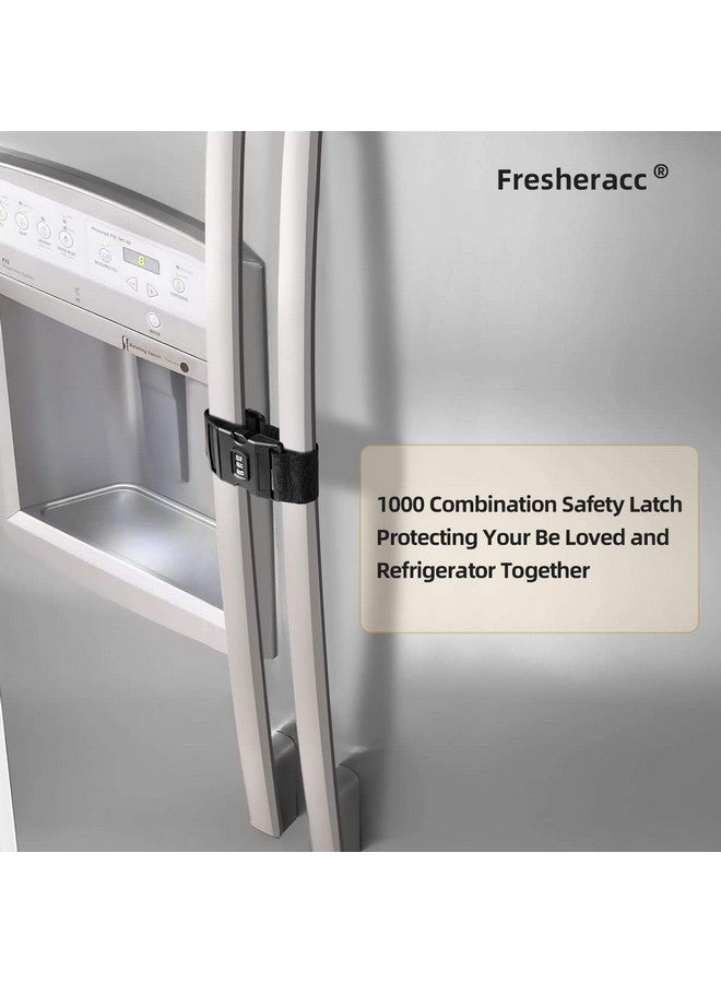 FresherAcc Fridge Freezer Refrigerator Cabinet Lock Latch (2 Packs) Adjustable French Door Guard For Toddlers Children Kids Special Needs No Drill No Screw No Adhesive (2 Packs Black) - Image 5