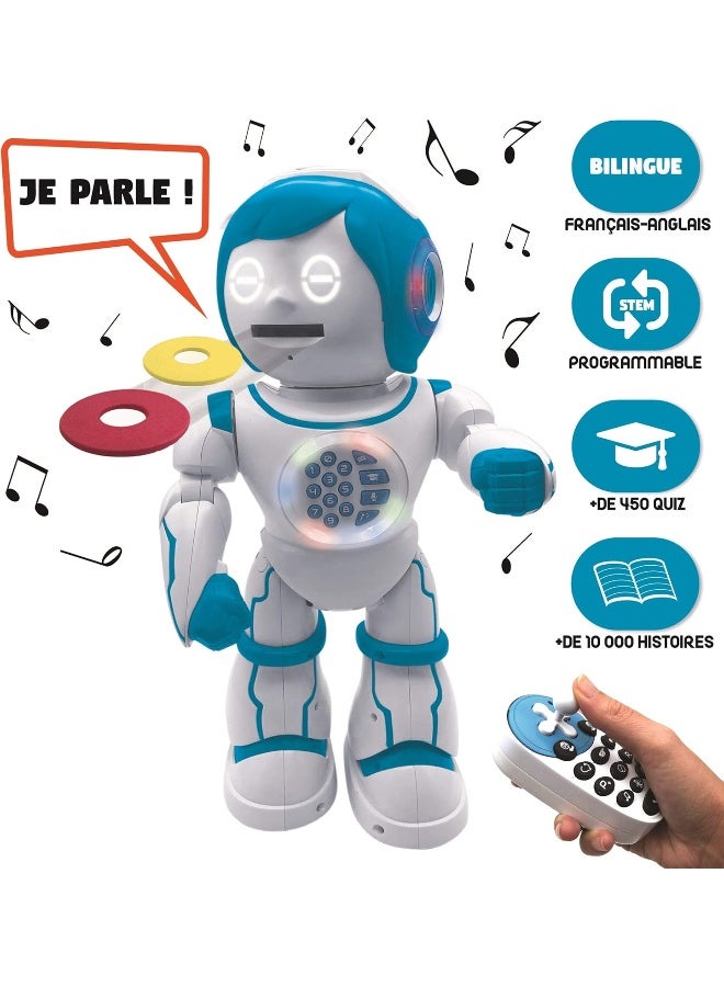 Lexibook Powerman ROB90FR Kid Learning Robot for Children Age 4+, Bilingual French and English Interactive STEM Robot Toy with Remote Control Joystick, Programmable Actions, Dance & Music Modes, 450+ Educational Quiz Questions, Voice Interaction Smart Educational Robotic Companion for Boys and Girls - Image 2