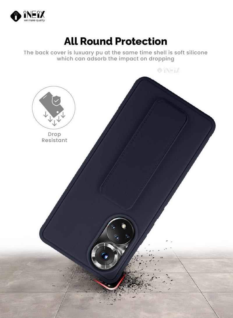 إينيكس جراب حماية 3 في 1 مغناطيسي ذو مسند للهاتف وسوار لأصابع اليد لهاتف هونور 50 5G ازرق غامق - Image 5