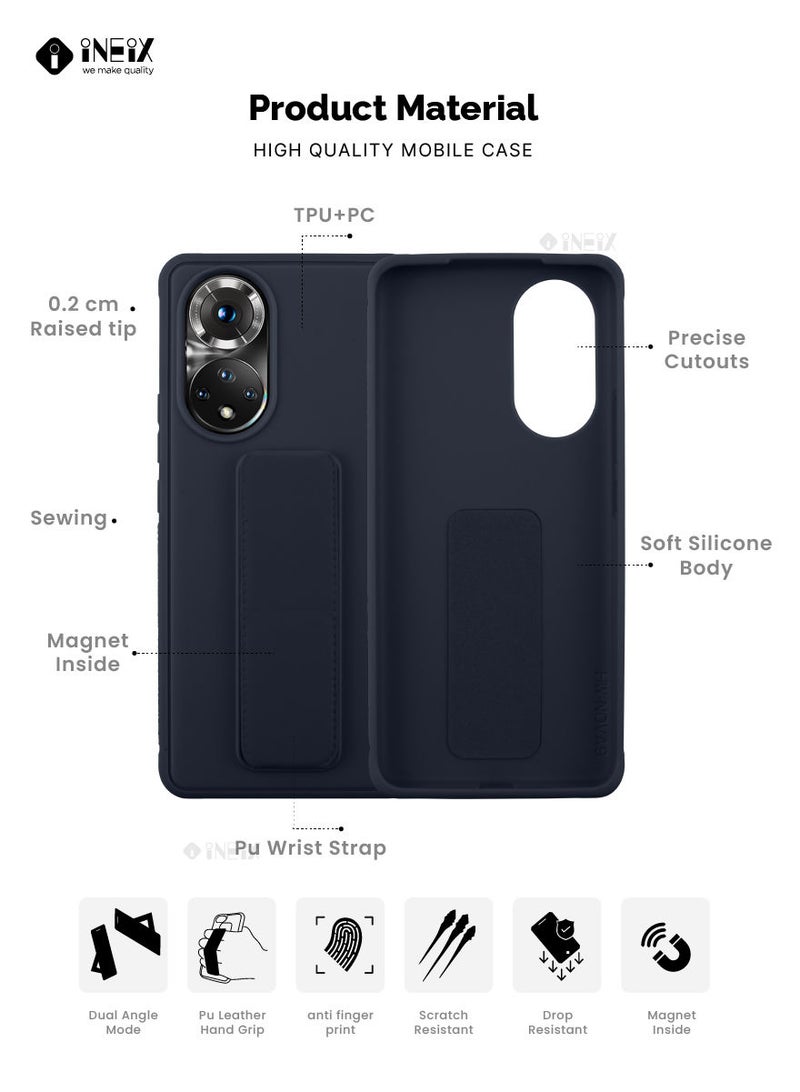 إينيكس جراب حماية 3 في 1 مغناطيسي ذو مسند للهاتف وسوار لأصابع اليد لهاتف هونور 50 5G ازرق غامق - Image 2